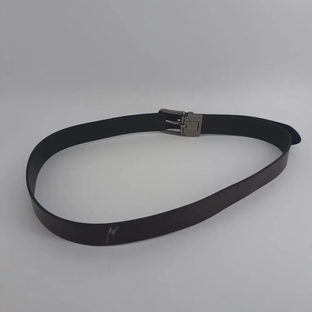 Levi's Men's Leather Dark Belt Brown Size 40 Silver Tone Single prong Buckle